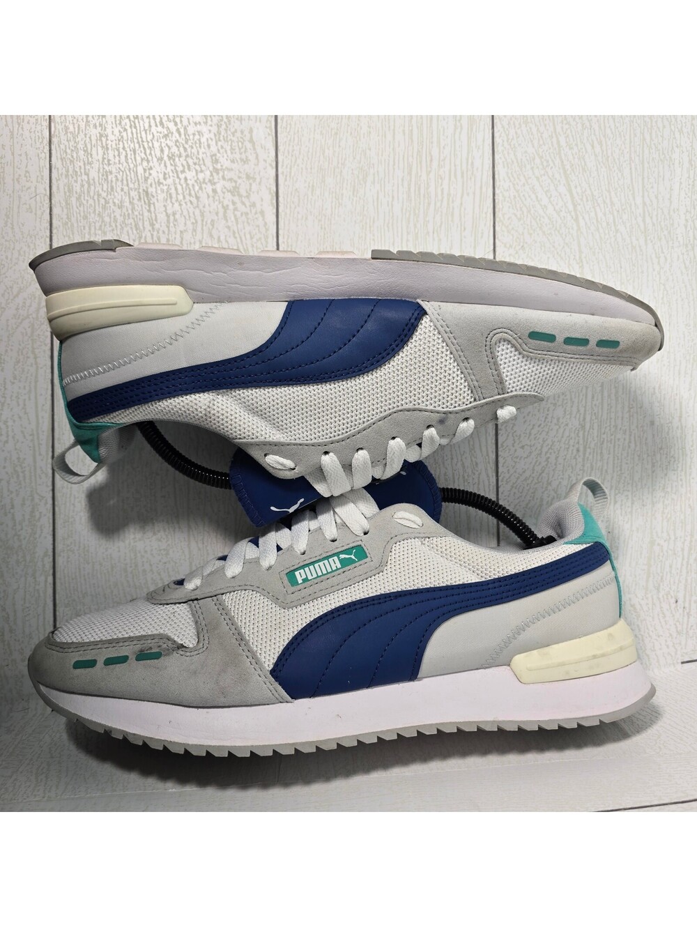 Puma R78 Runner Men’s Size 11.5 White Grey Blue 373117-46 Lifestyle Sneakers